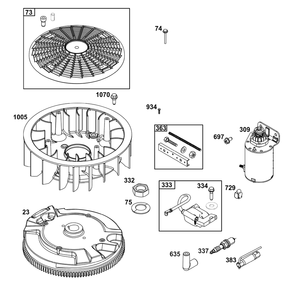 Flywheel/Ignition/Starter Group Diagram and Parts List for 40N777-0031-B5 400000 - 699999 Briggs and Stratton Engine